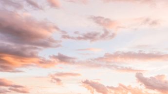 Pink and orange clouds.