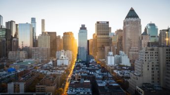 High rise buildings in a city.