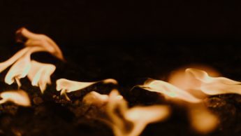 Wood on fire.