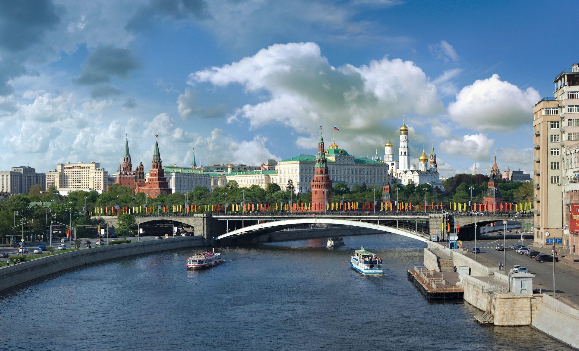 The Moscow river in Moscow, Russia.