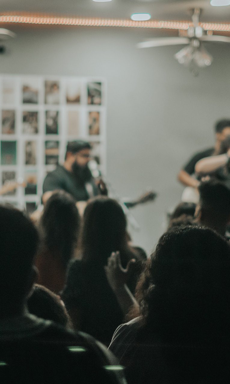 band leading a church in worship