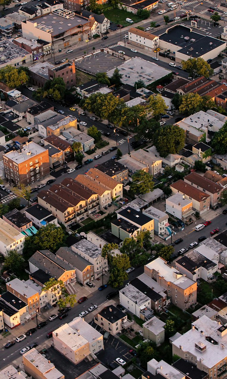 aerial view of a neighborhood