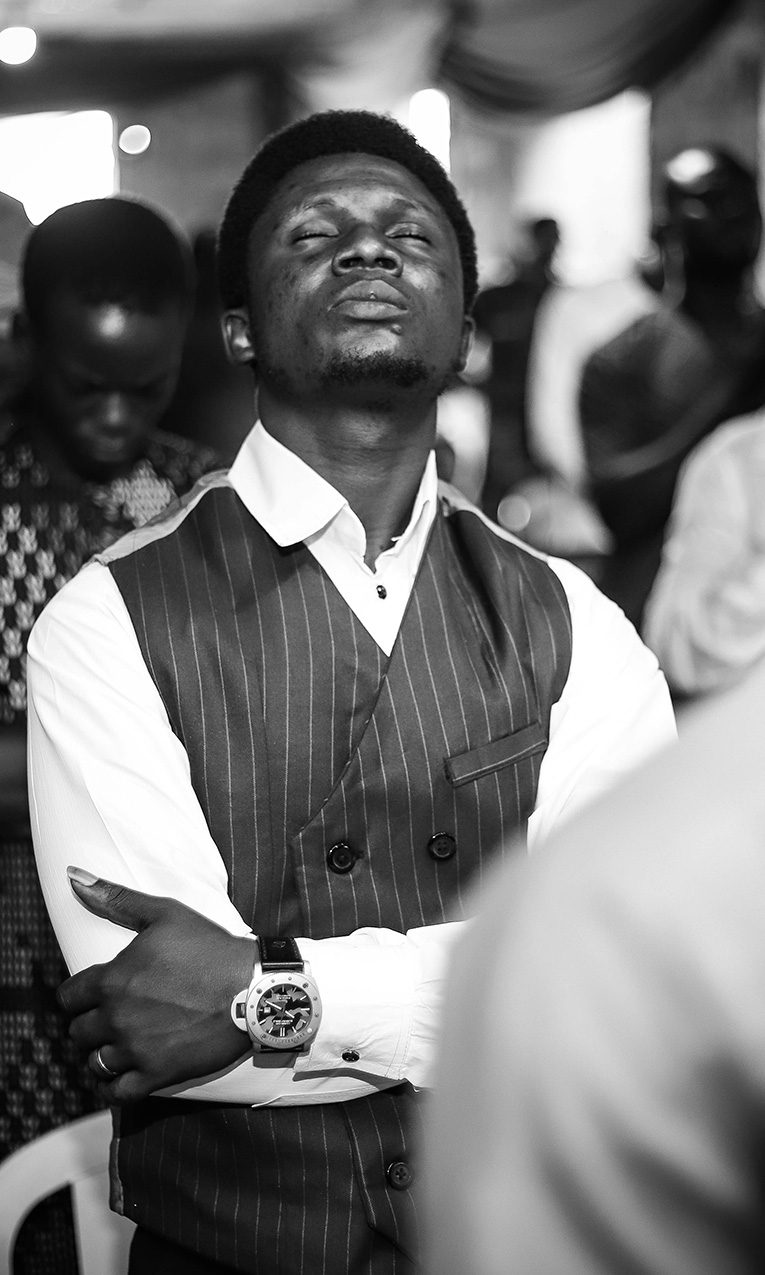 a man praying in church