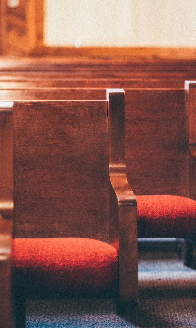 a picture of church pews