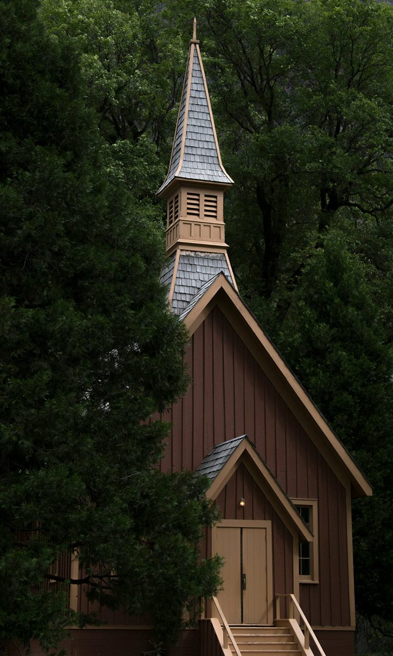 a small church near the forest