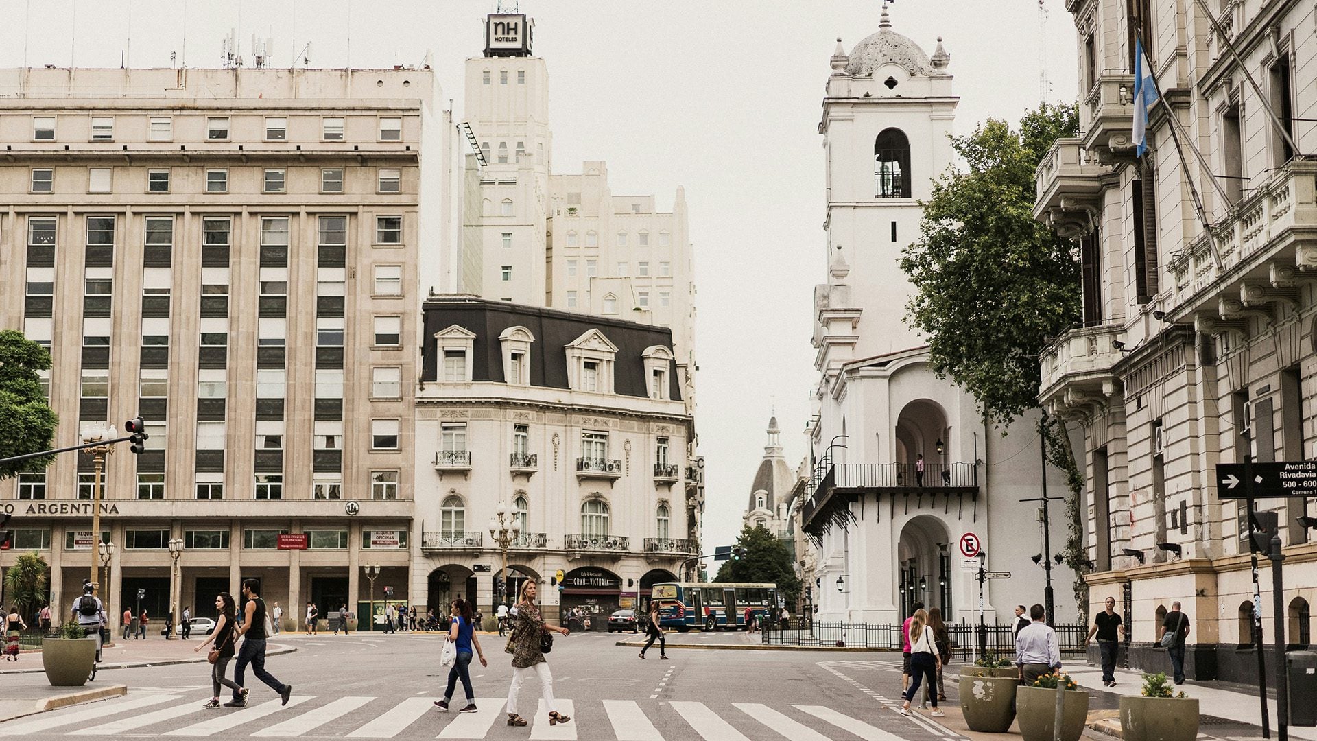 a crowded street in Buenos Aires, Argentina