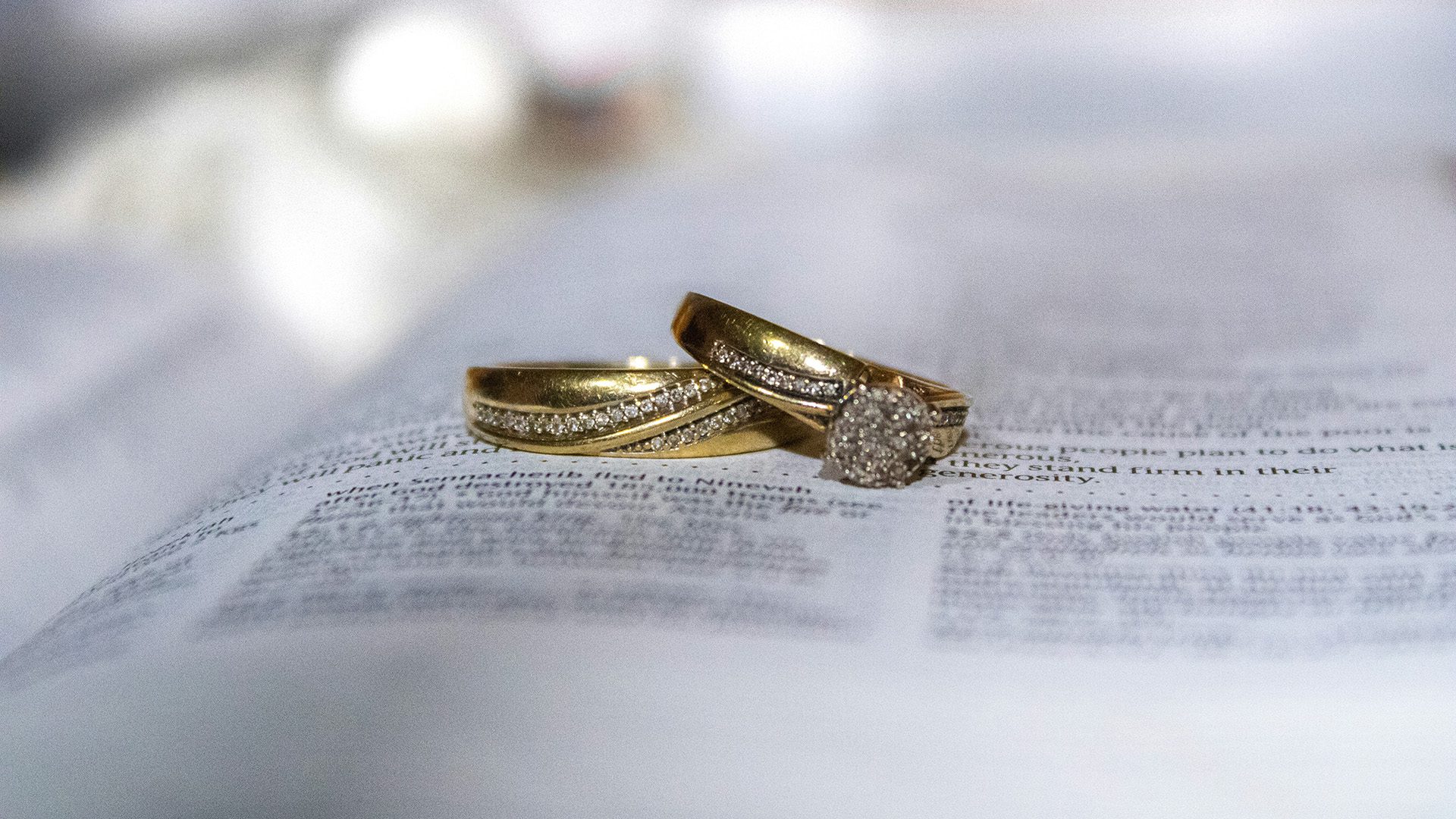 Wedding rings in a Bible