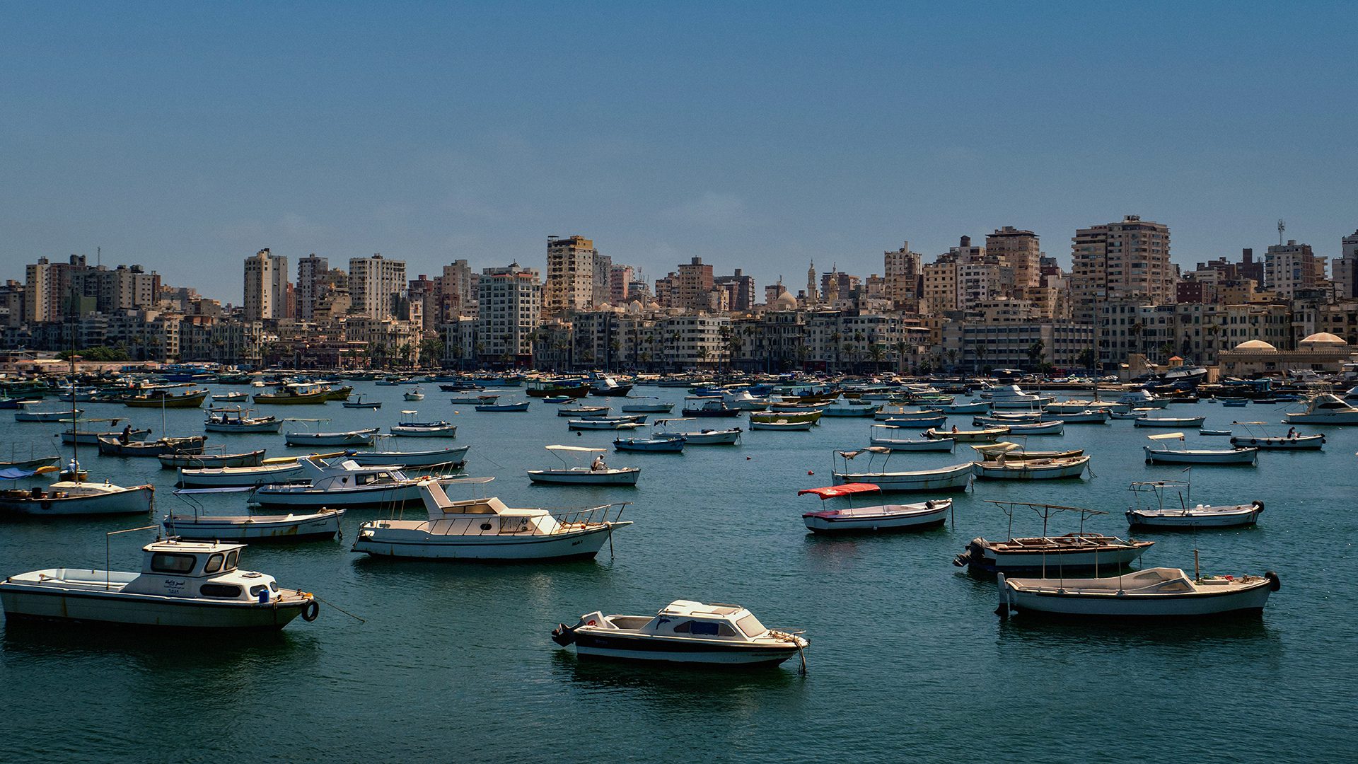 Boats at the Egyptian coastline.