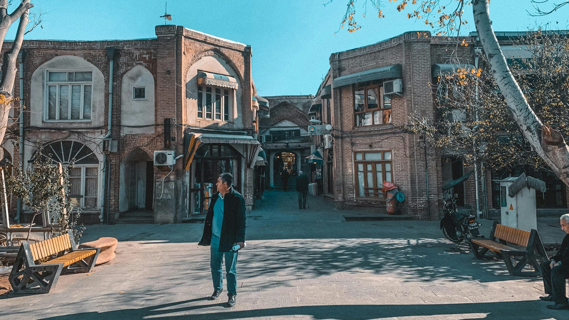 A man walking in the streets of Tabriz, Iran.