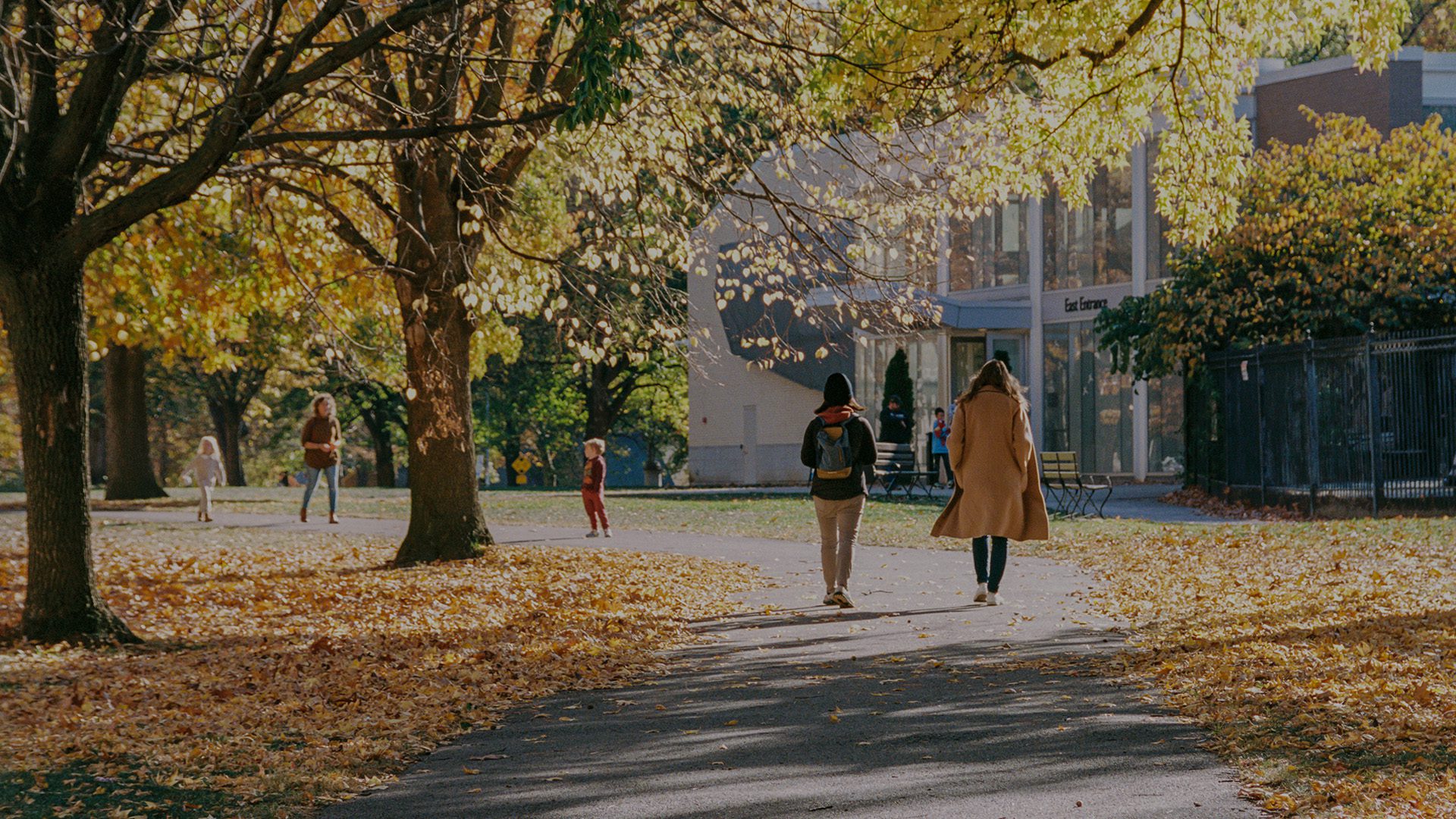 Students walking on a college campus
