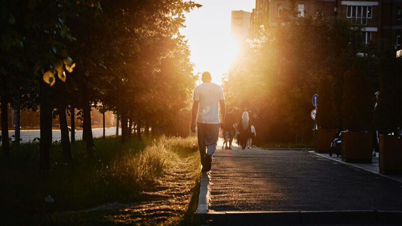 A man walking in the street.