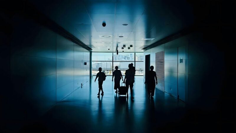 A family at the airport.