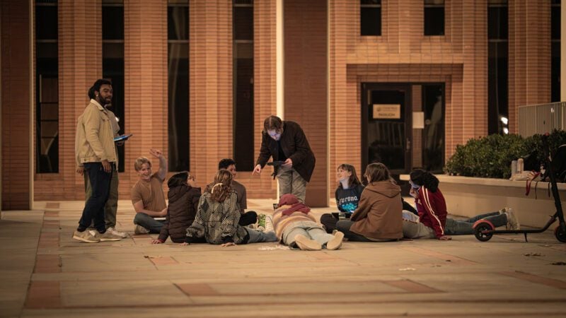 Students on college campus.