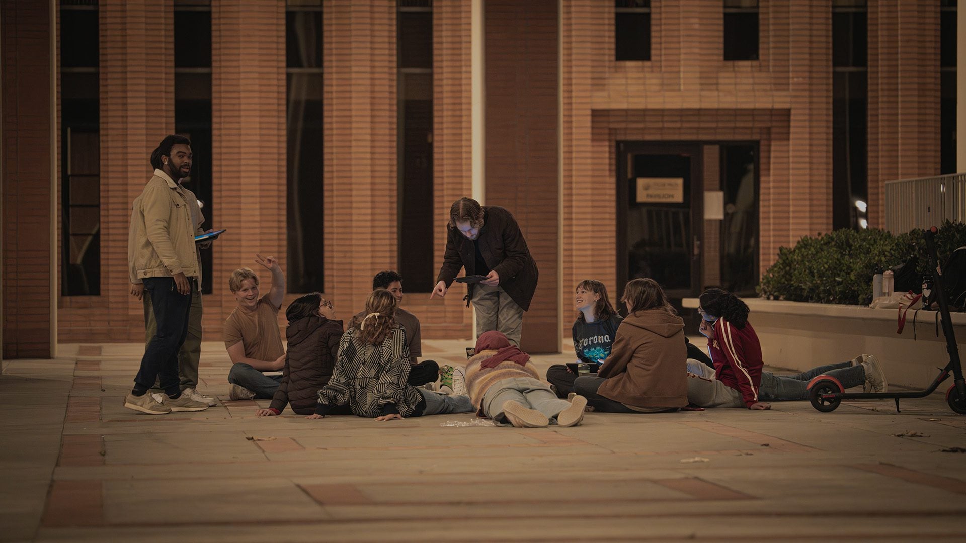 Students on college campus.