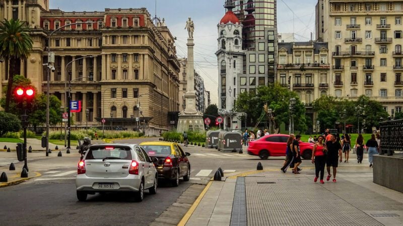People walking in the street.